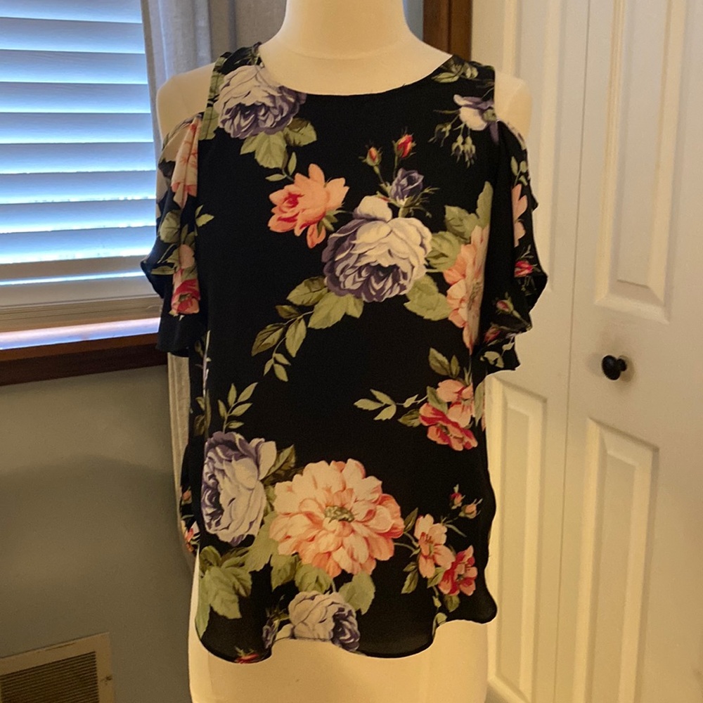Fortune and Ivy Black Floral Top